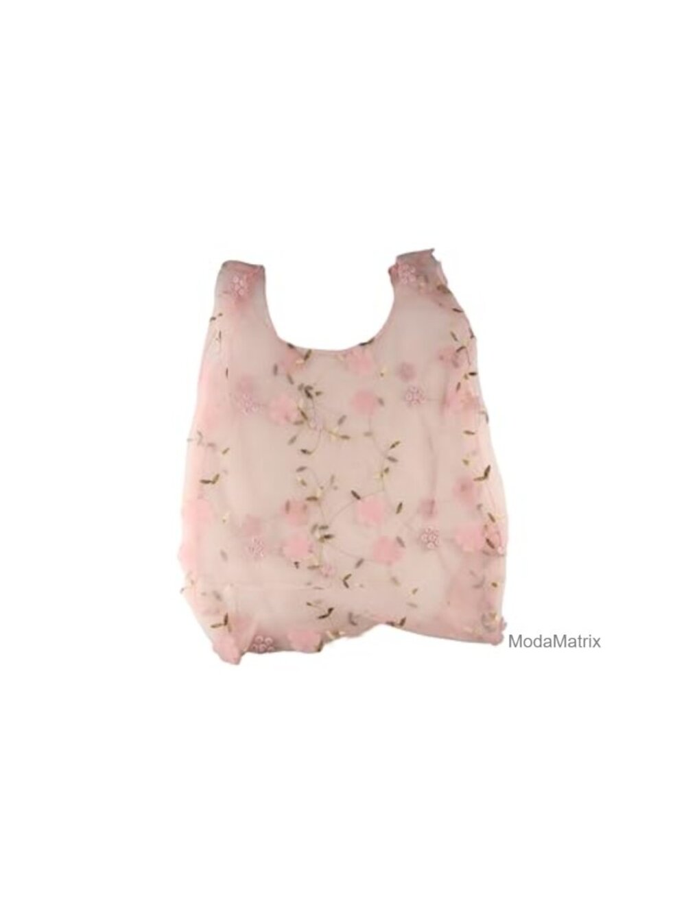 Women Mesh Drawstring Tote with Daisy Embroidery, Large Capacity Cloth Organza